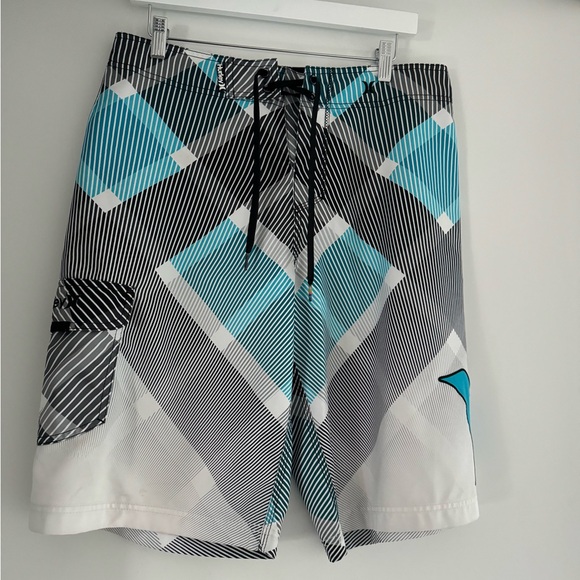 Hurley Blue & White Board Shorts - Picture 3 of 5